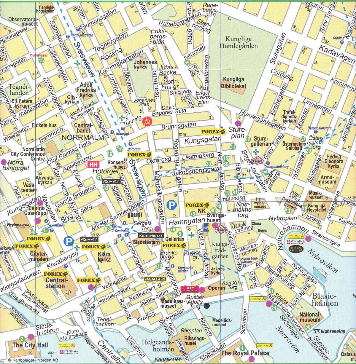 térkép Stockholm belvárosi