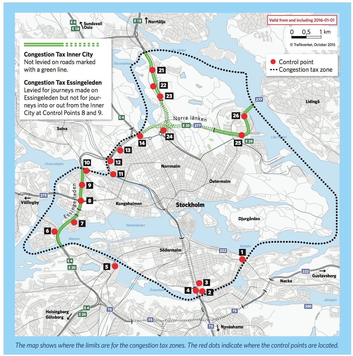 térkép Stockholm dugódíj