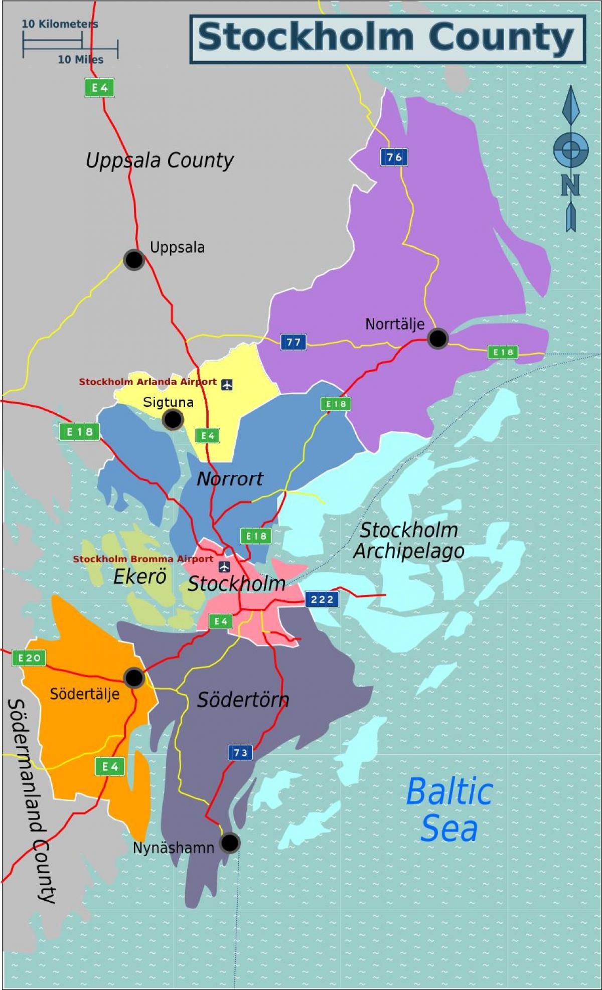 térkép Stockholm Svédország terület