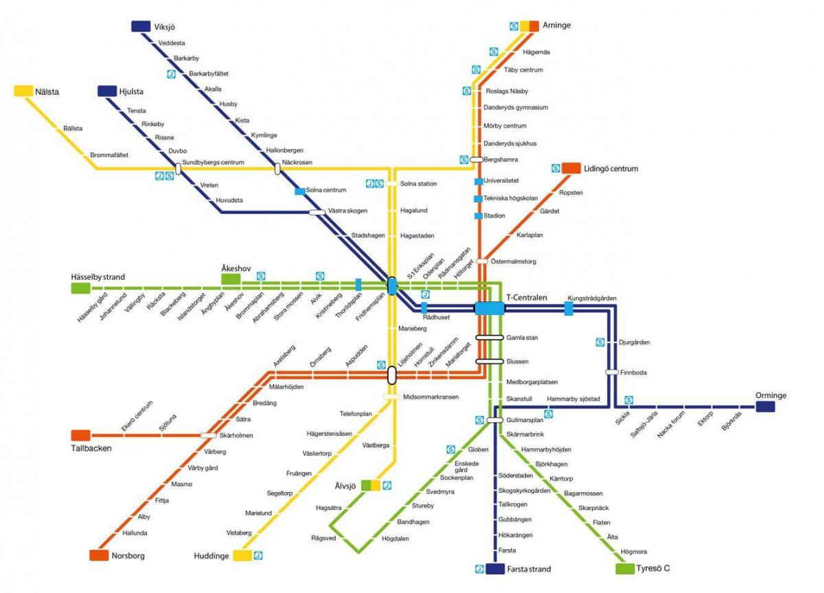 térkép Stockholmi metró művészet
