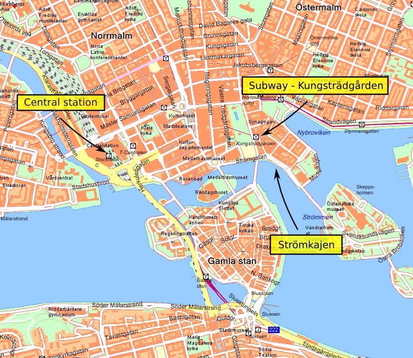 Stockholm központi térkép