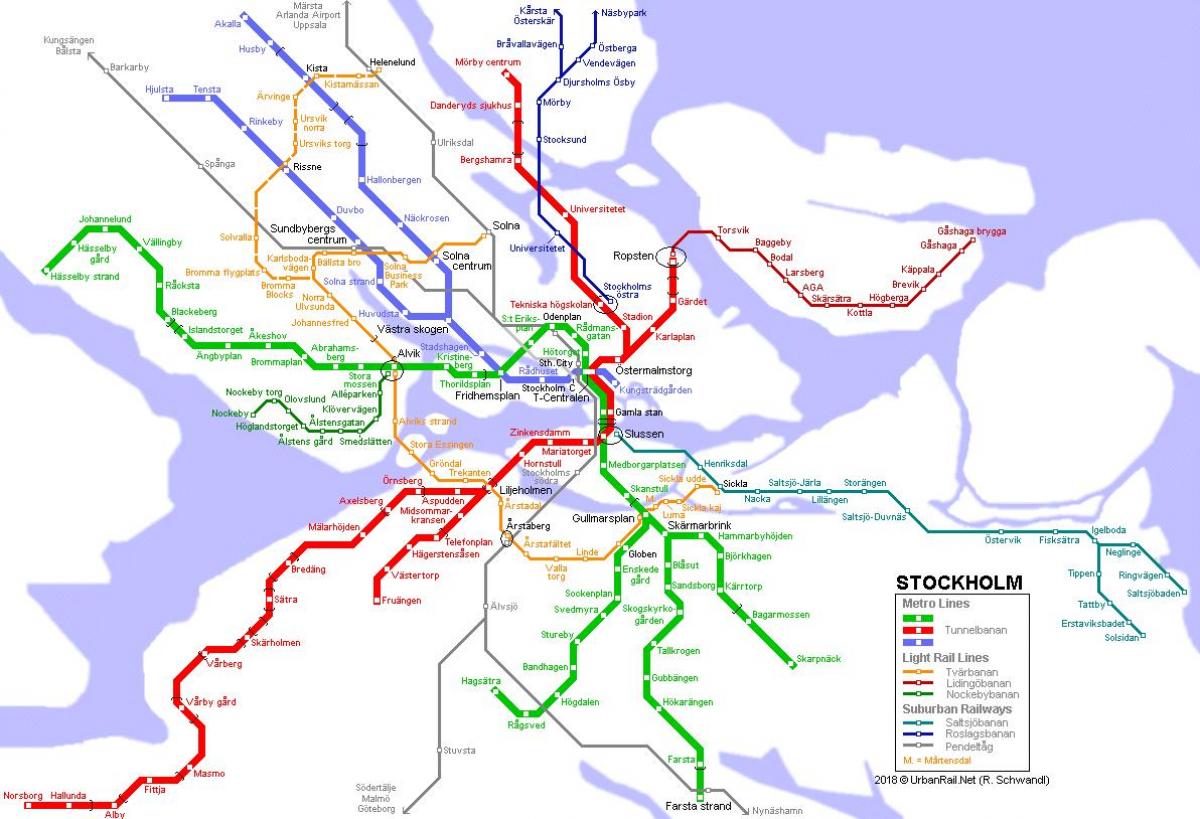 Svédország tunnelbana térkép