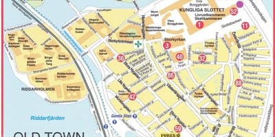 Térkép óváros Stockholm, Svédország