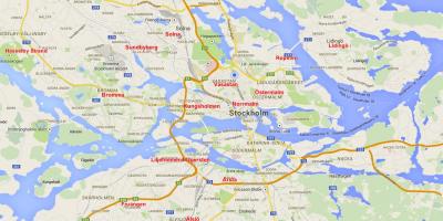 Térkép Stockholm városrészek