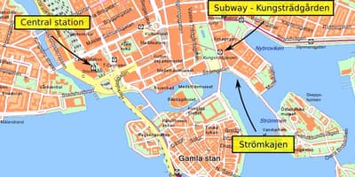 Stockholm központi térkép